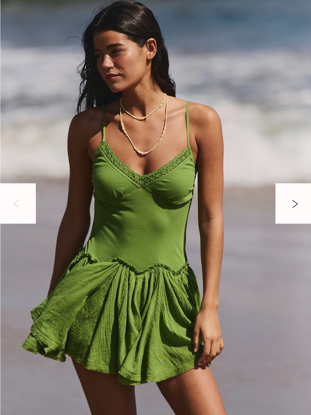 BRAND NEW WITH TAGS Free People Olive Green Spaghetti-Strap Mini Dress